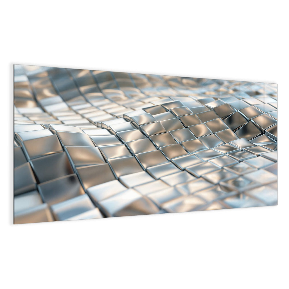 Silberne Metallfliesen, die sich als Welle über die Fläche ziehen