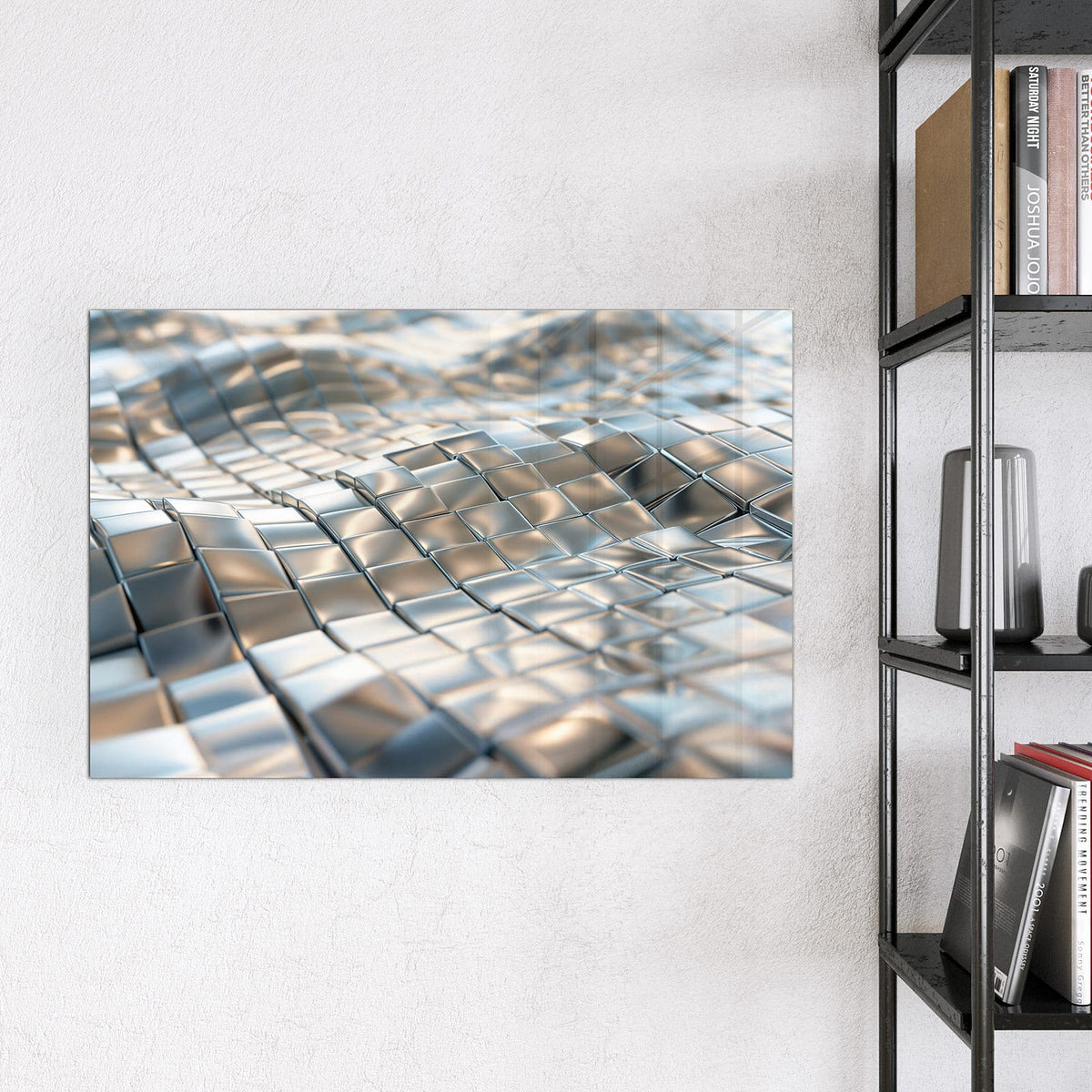 Magnettafel - Welle aus Metallfliesen – Wellen aus silbernen Metallfliesen