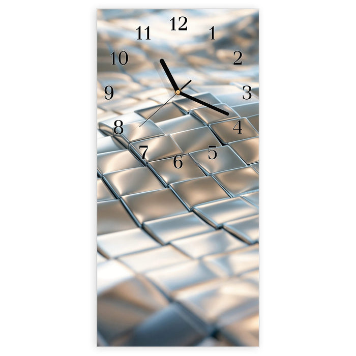 Wanduhr Metallische Fläche aus Glas – Hochformat 30 × 60 cm mit Ziffernblatt Klassisch