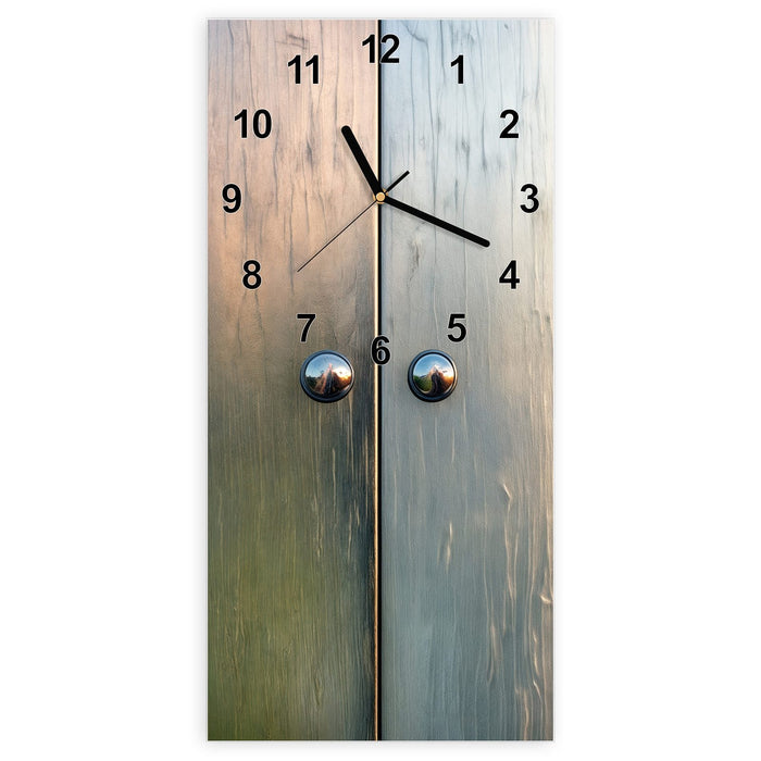 Wanduhr Metallene Paneele aus Glas – Hochformat 30 × 60 cm mit Ziffernblatt Modern