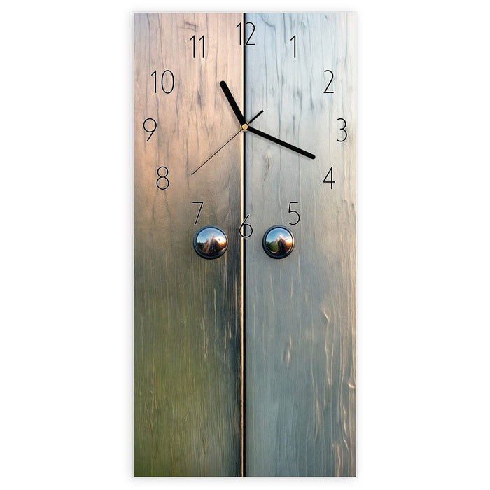 Wanduhr Metallene Paneele aus Glas – Hochformat 30 × 60 cm mit Ziffernblatt Elegant