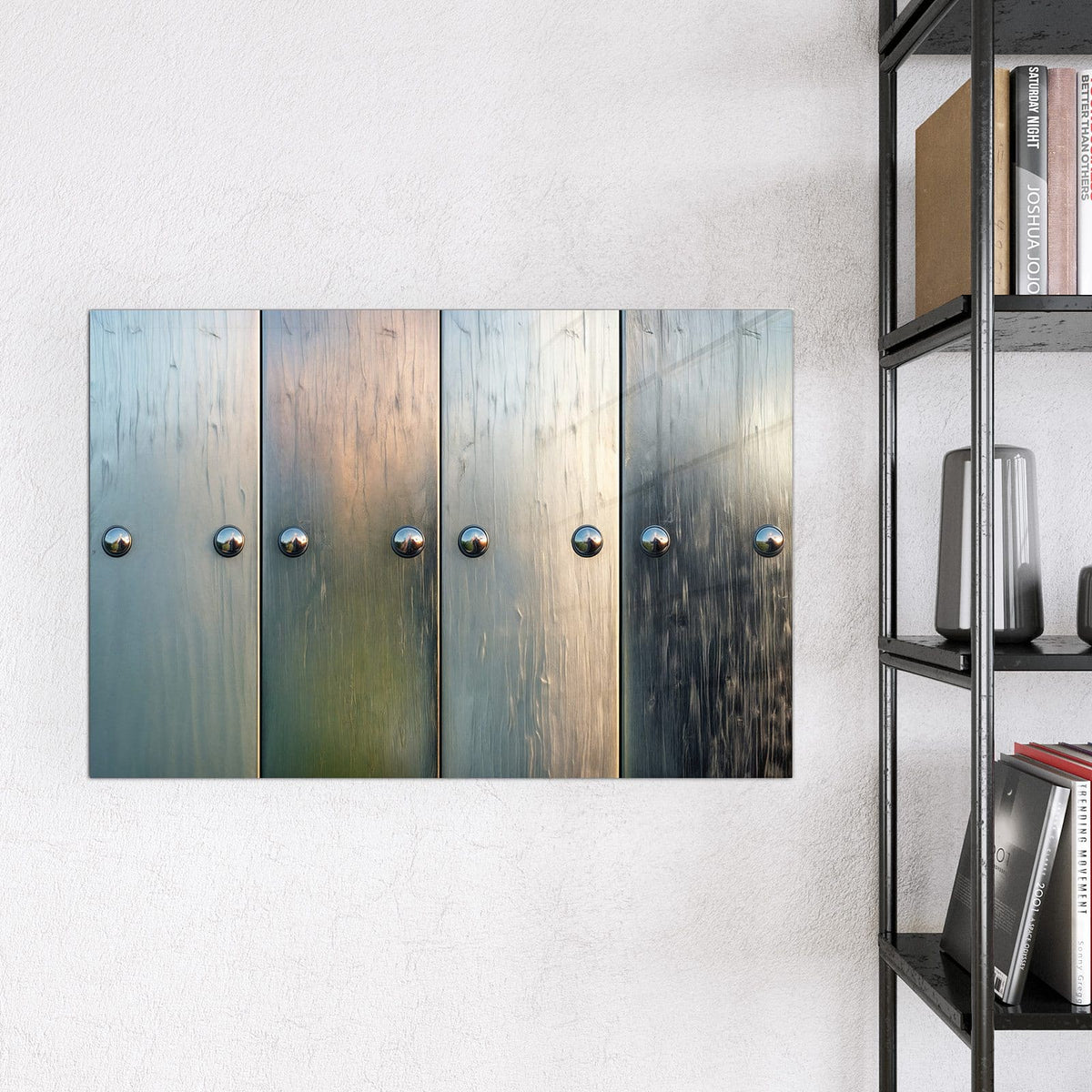 Magnettafel - Metallknöpfe auf Holz – Holzpaneele mit glänzenden Knöpfen