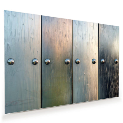 Wandbild mit dem Motiv Metallknöpfe auf Holz