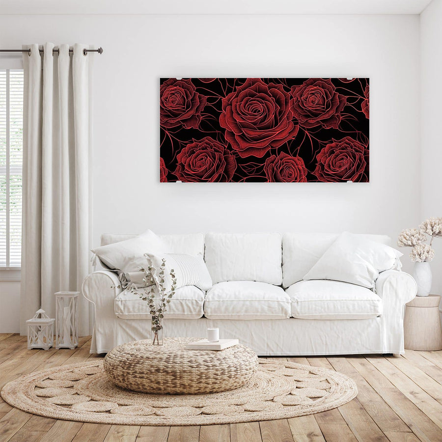 Maße Wandbild - Rosenmuster in Rot - Querformat