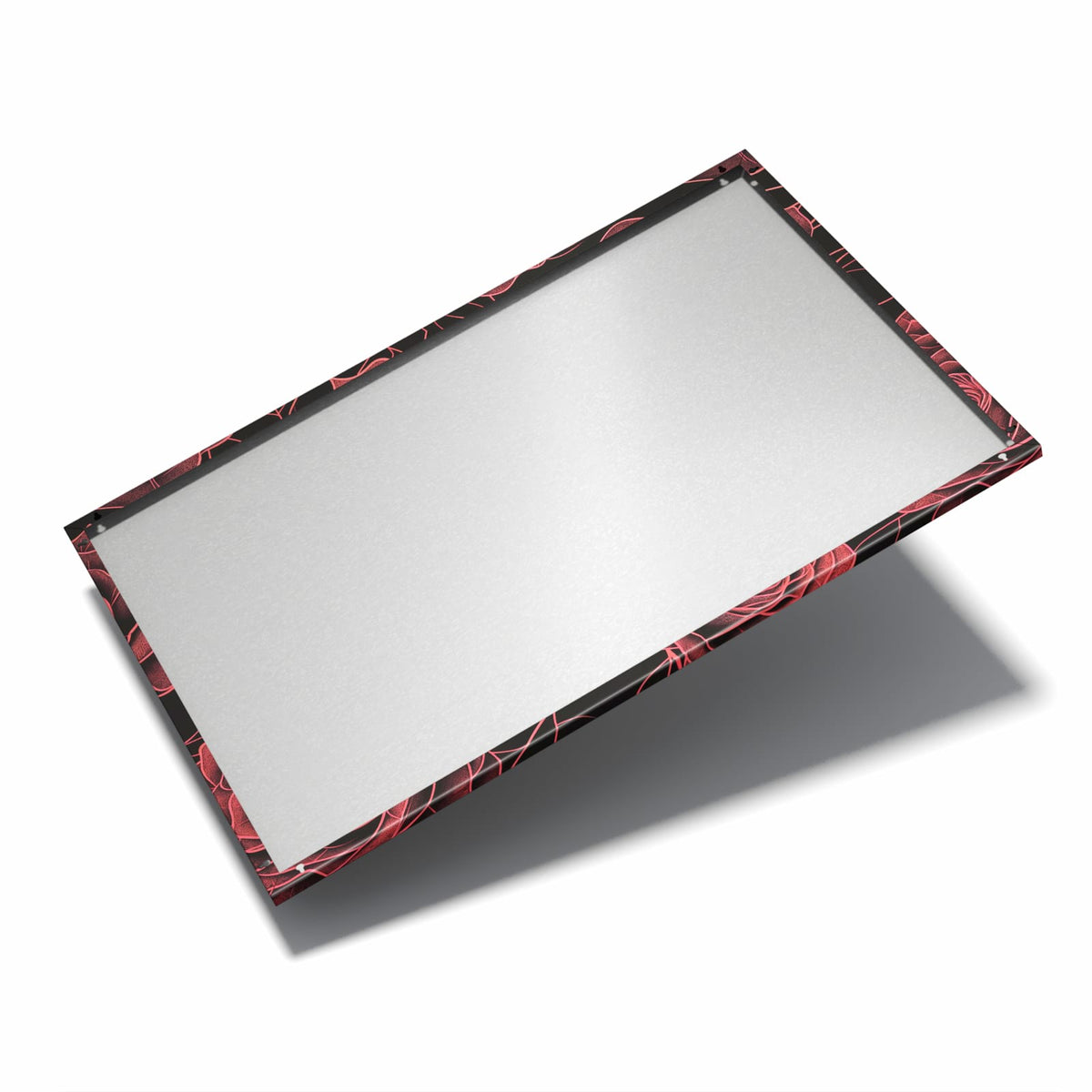 Nur 7 mm – liegt eng an der Wand – Metall Magnettafel - Rosenmuster in Rot