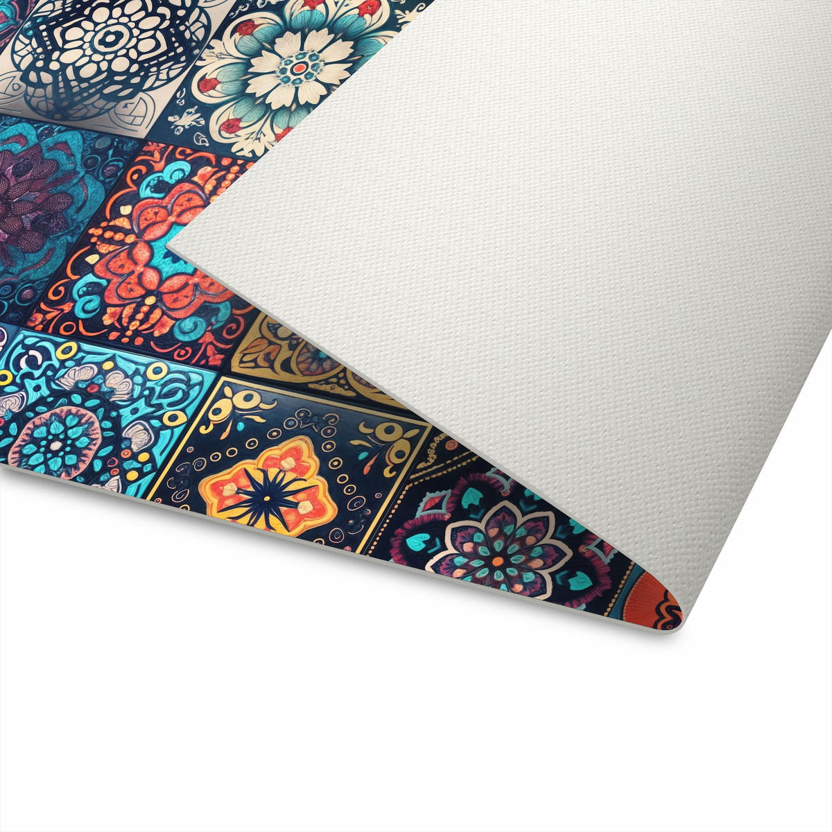 Fleckenresistenter abwaschbarer Küchenteppich mit Motiv Mandala Mosaik Teppich in der Unterseite