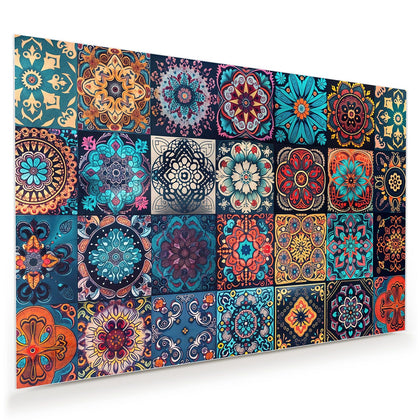Wandbild mit dem Motiv Kacheln mit Mandalas