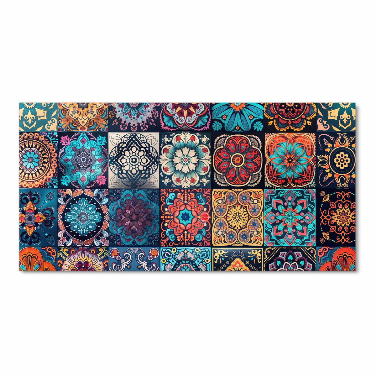 Waschbarer Küchenläufer mit Motiv Mandala Mosaik Teppich in Frontansicht
