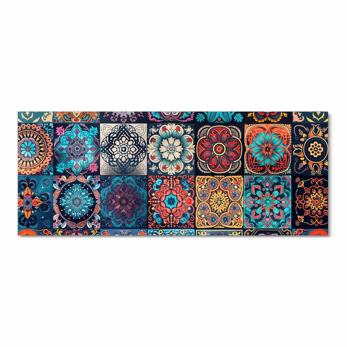 Langlebiger waschbarer Küchenläufer mit Motiv Mandala Mosaik Teppich in Frontansicht
