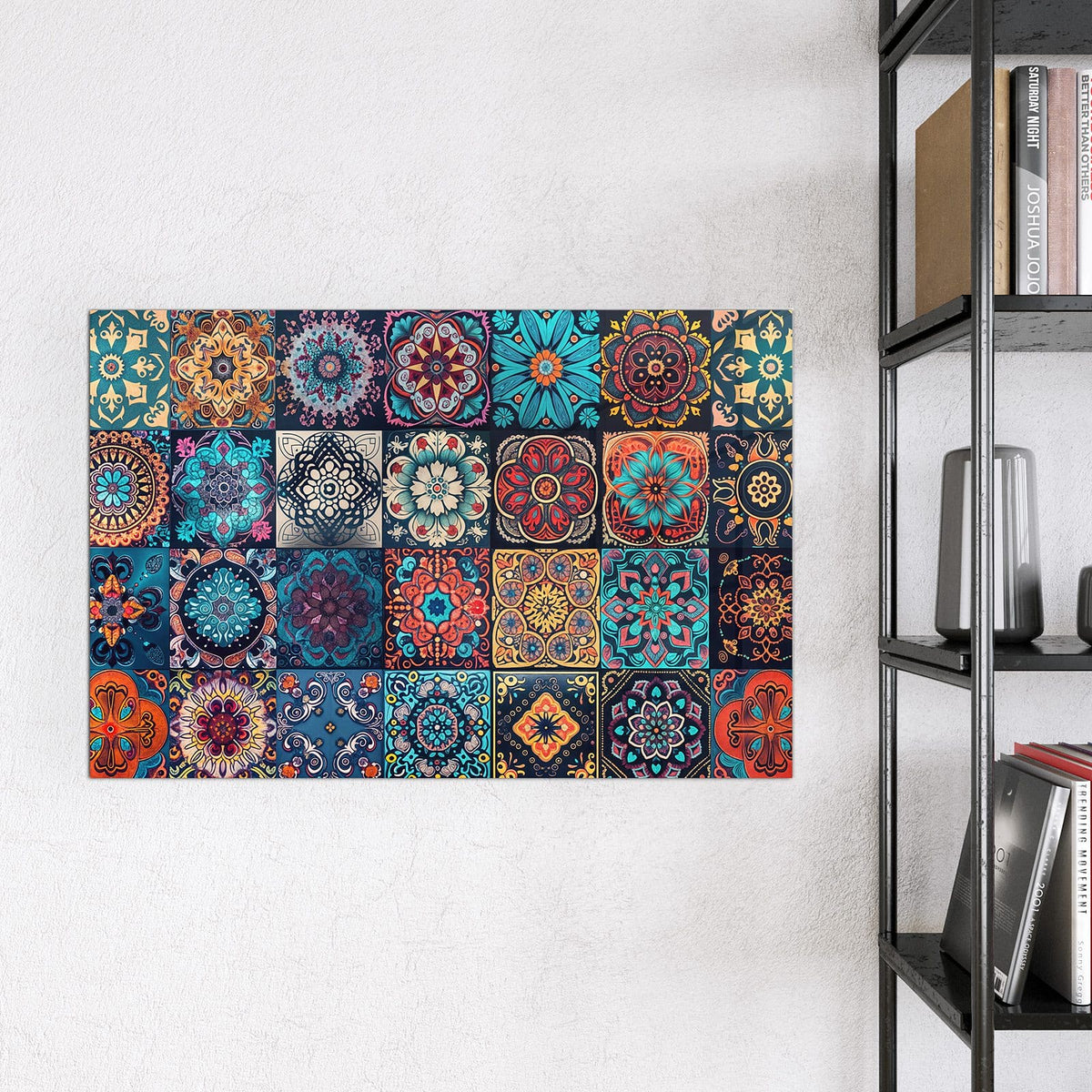 Magnettafel - Kacheln mit Mandalas – Mandalas in Türkis und Rot