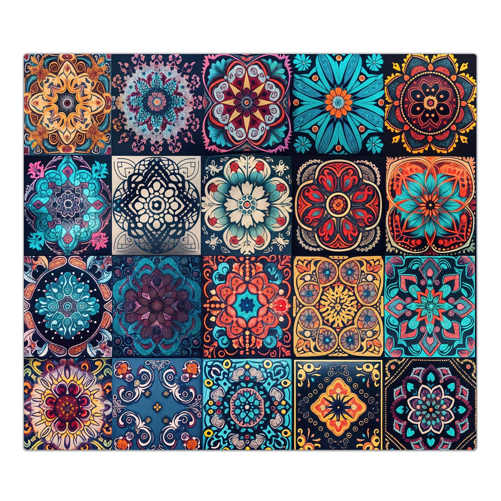 1-teilige Abdeckplatten für Herd mit Mandala Mosaik Teppich-Motiv in der Frontansicht #grösse_1-Teilig (60x52cm)