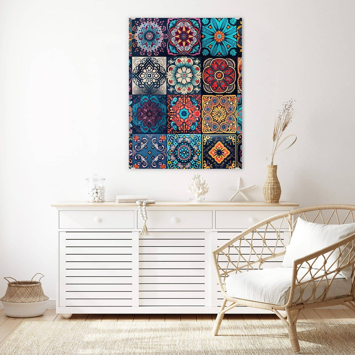 Aufhängung liegt bei – Motiv später wechselbar – Wandbild - Kacheln mit Mandalas - Hochformat