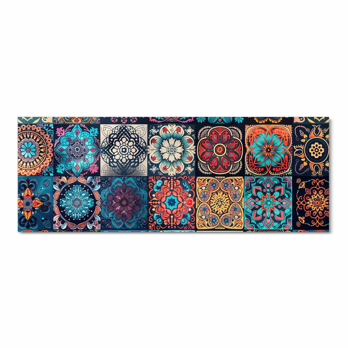 Zeitsparender rutschfester Küchenteppich mit Motiv Mandala Mosaik Teppich in Frontansicht