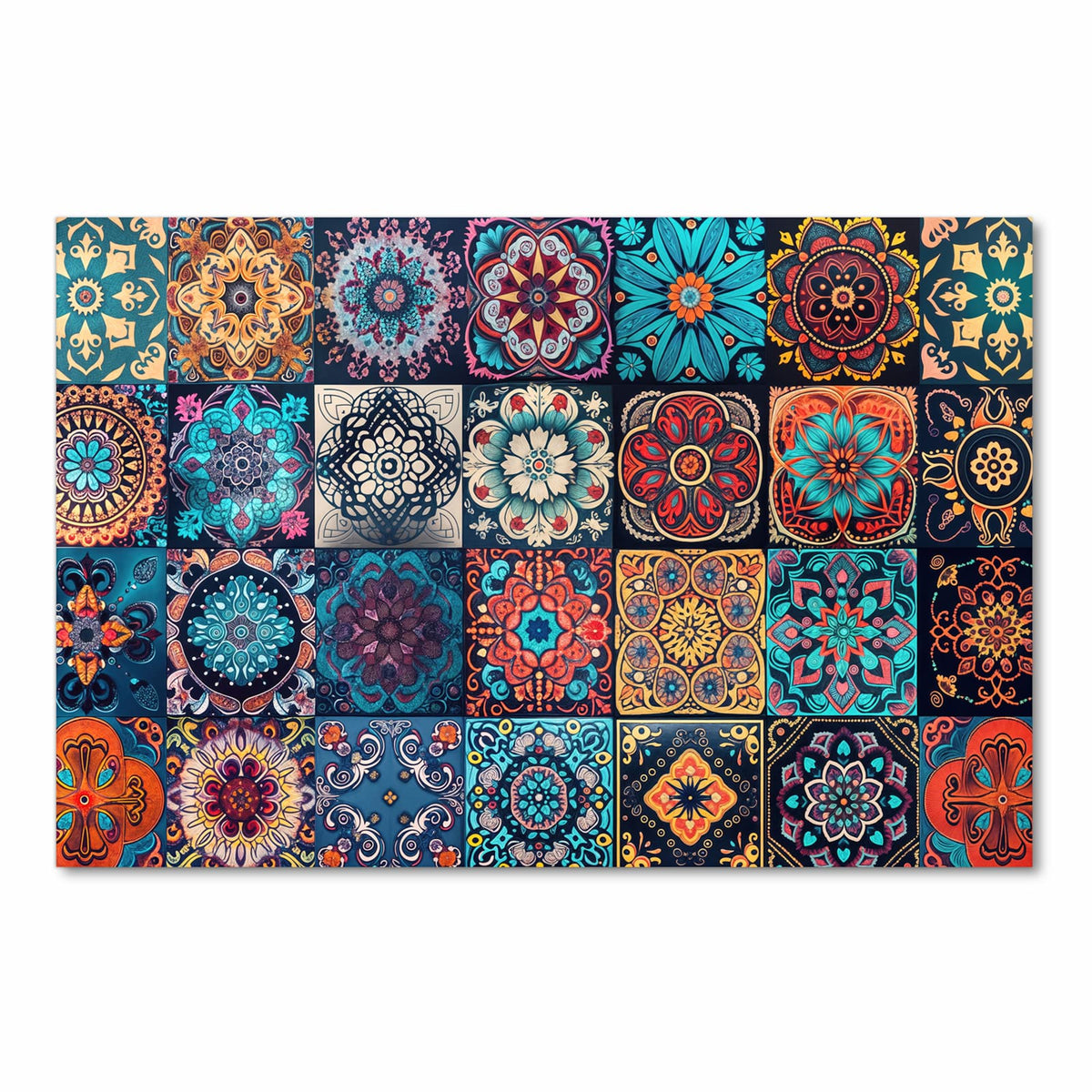 Bodenschonender rutschfester Küchenteppich mit Motiv Mandala Mosaik Teppich in Frontansicht