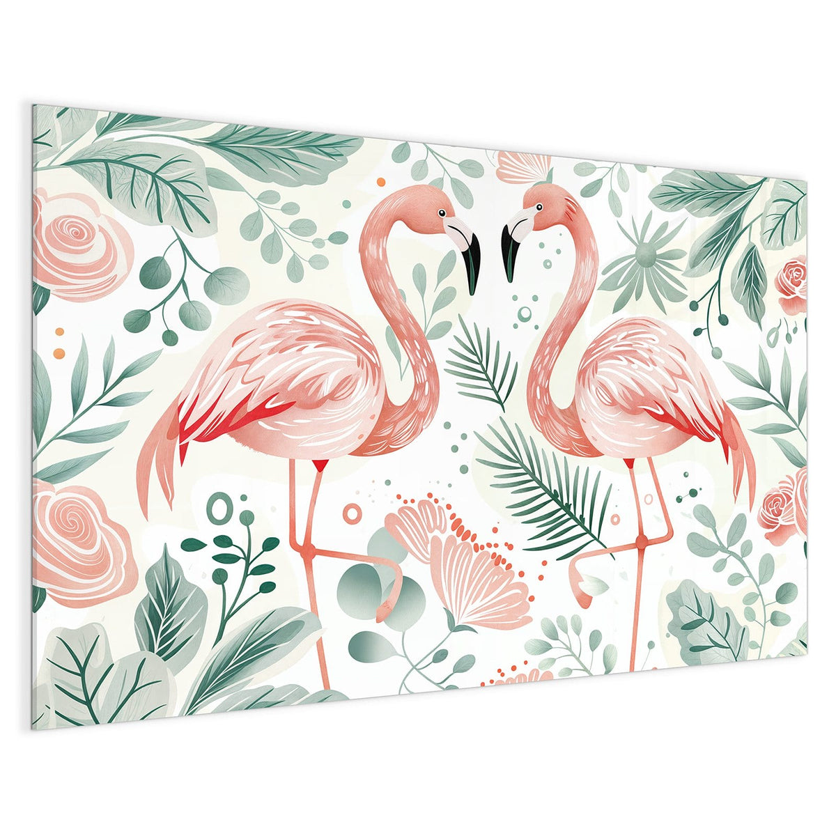 4 mm Glas statt lackiertem Blech – Magnettafel - Flamingos in Pastell