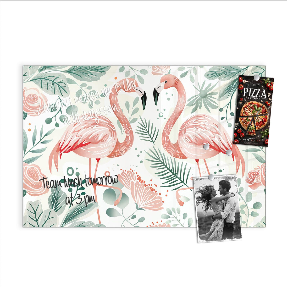 Beschreiben, abwischen, anheften – Magnettafel - Flamingos in Pastell