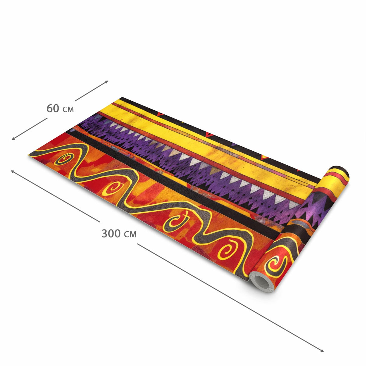 Wasserabweisender Küchenläufer mit Motiv Ethno Muster Schwarz Rot in der Grösse 80x280 cm