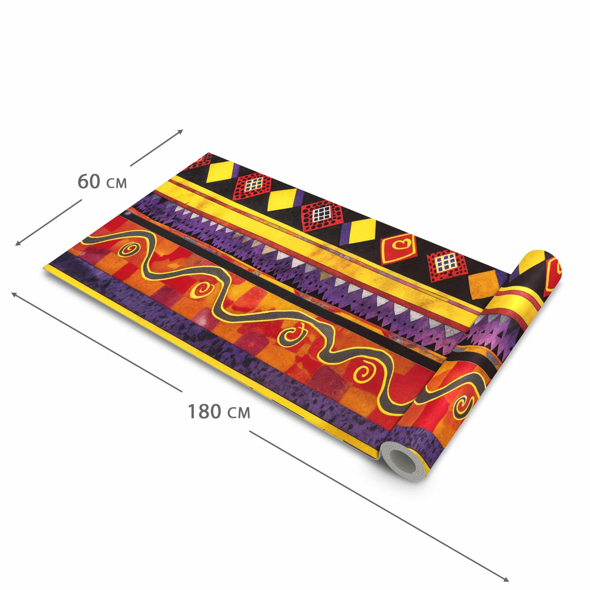 Abriebfester Küchenteppich mit Motiv Ethno Muster Schwarz Rot in der Grösse 80x280 cm