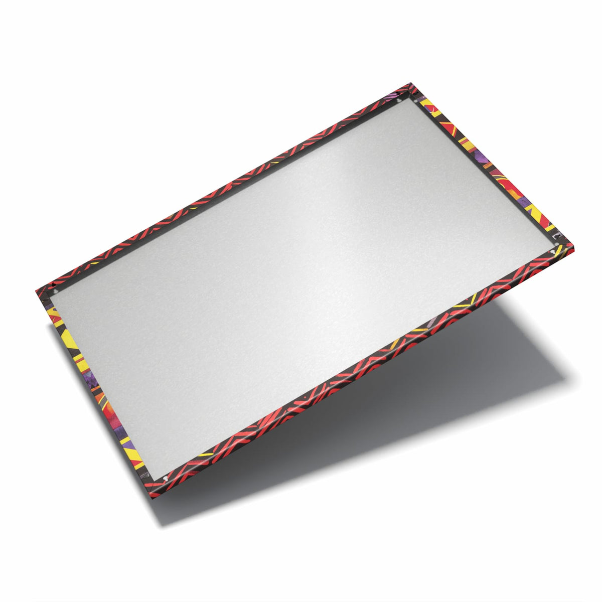 Nur 7 mm – liegt eng an der Wand – Metall Magnettafel - Ethno Muster in Rot