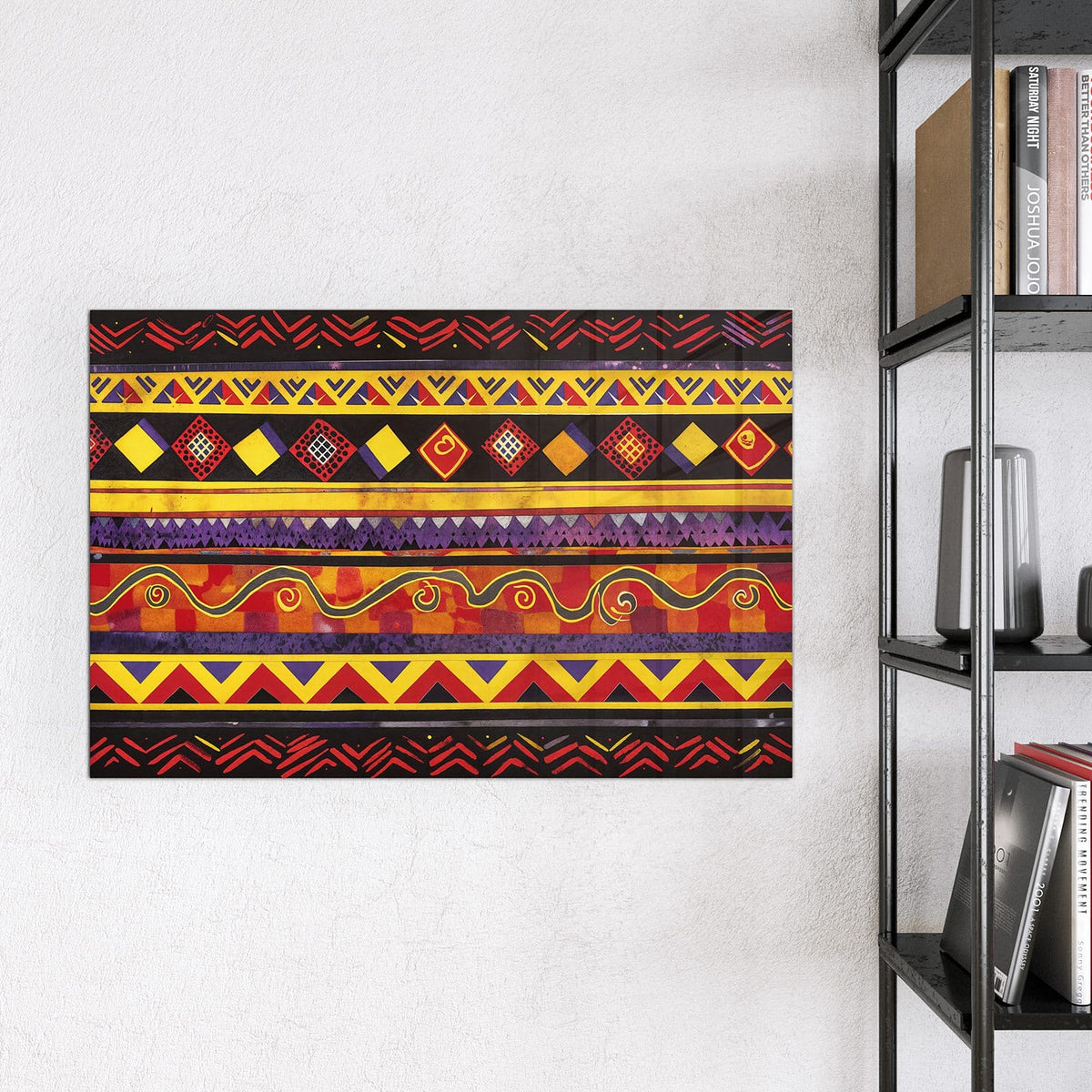 9 Größen – von 30 × 30 bis 120 × 90 cm – Magnettafel - Ethno Muster in Rot