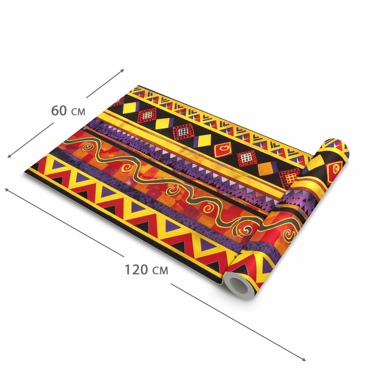 Zeitsparender großer Küchenteppich mit Motiv Ethno Muster Schwarz Rot in der Größe 80x280 cm