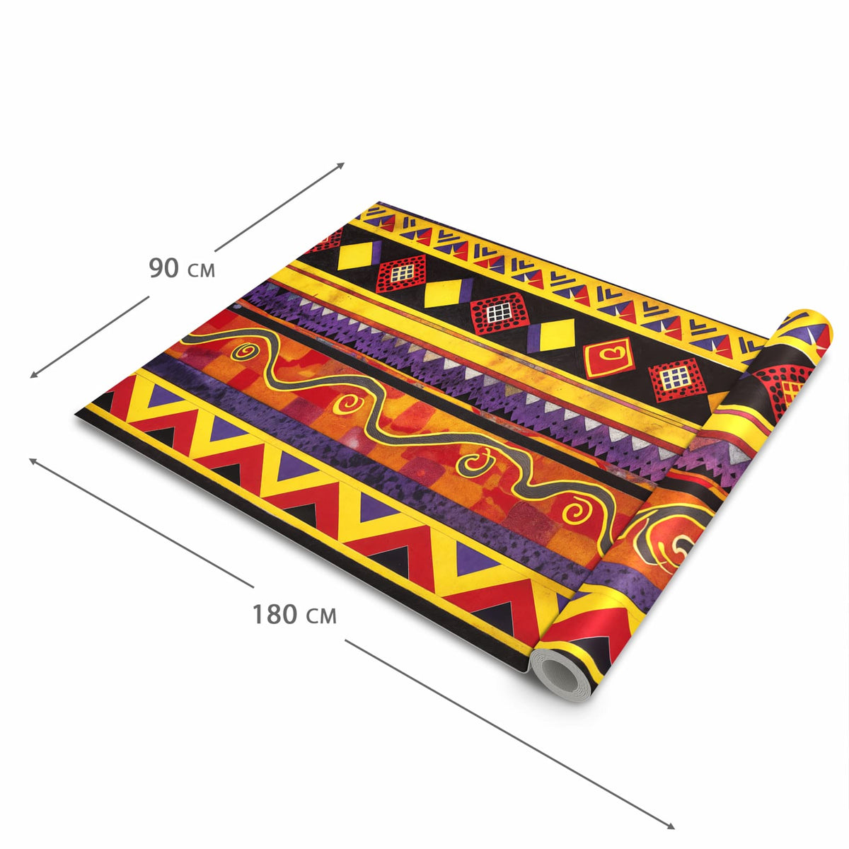 Pflegeleichter moderner Küchenläufer mit Motiv Ethno Muster Schwarz Rot in der Größe 80x280 cm
