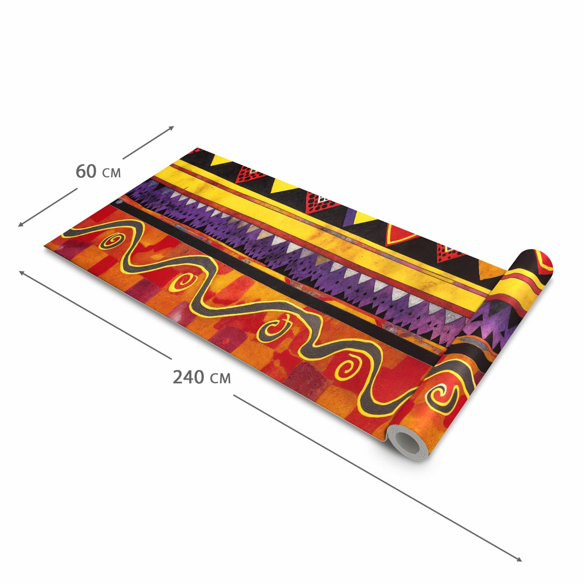 UV-beständiger Küchenläufer mit Motiv Ethno Muster Schwarz Rot in der Grösse 80x280 cm