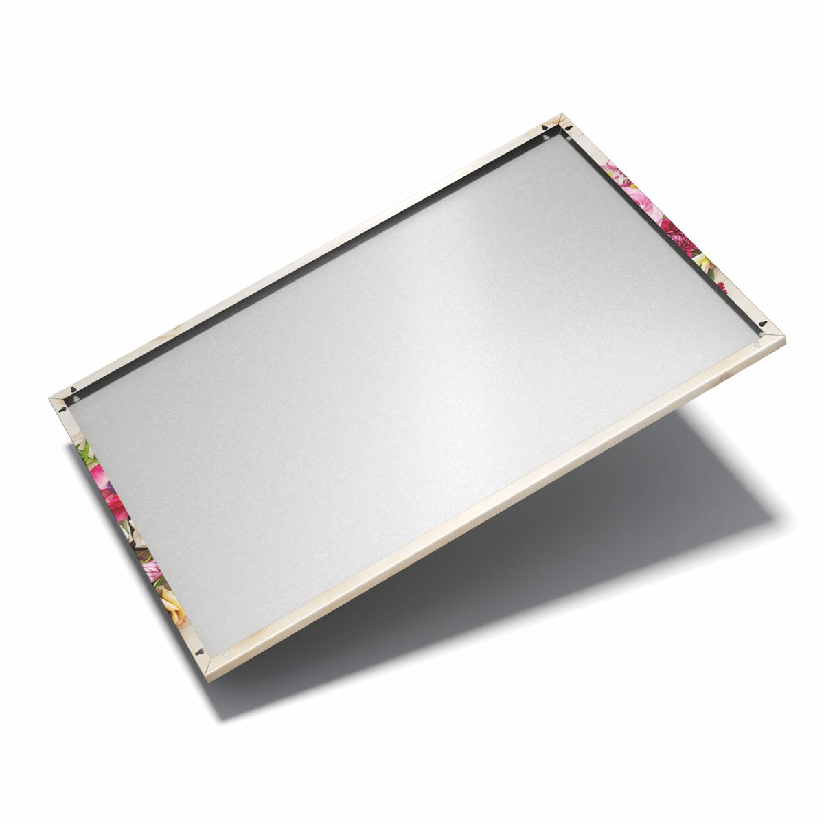 Nur 7 mm – liegt eng an der Wand – Metall Magnettafel - Blumenband auf Holz
