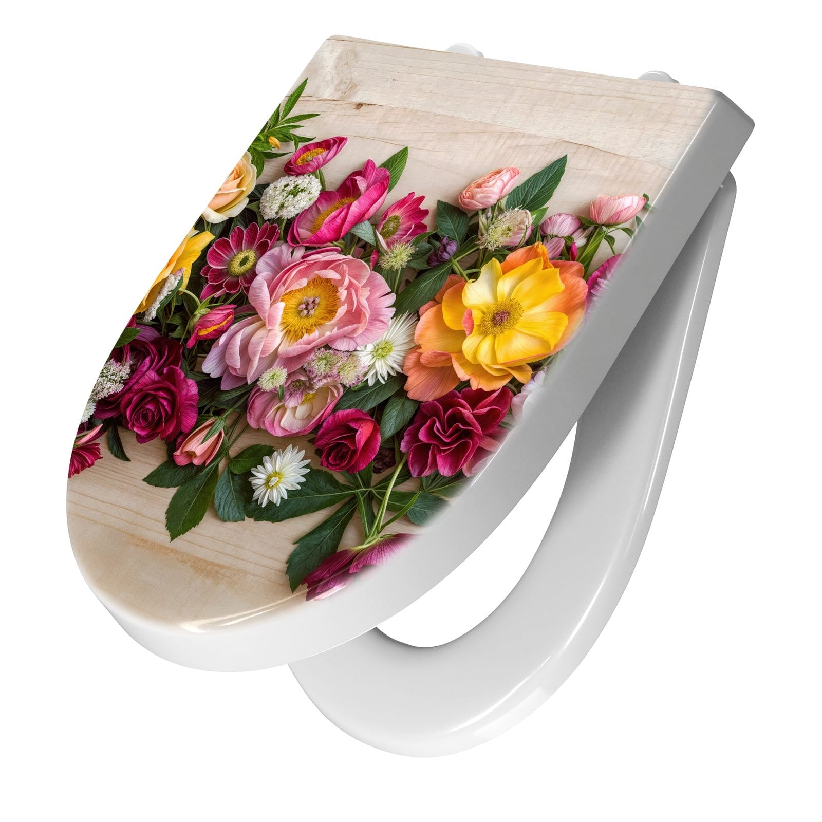 WC-Sitz mit Absenkautomatik Blumenbouquet