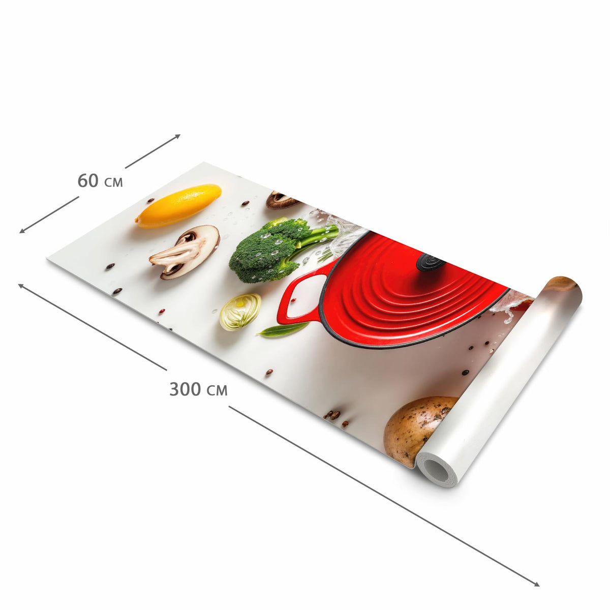 Schmutzabweisender Teppichläufer für die Küche mit Motiv Kochvorbereitung in der Grösse 80x250 cm