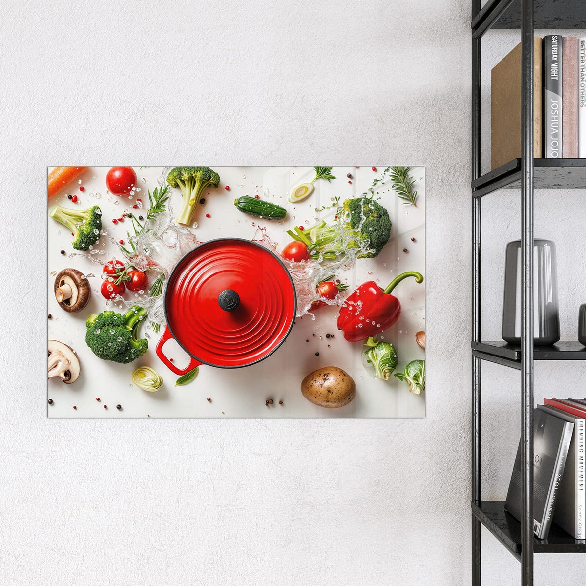 9 Größen – von 30 × 30 bis 120 × 90 cm – Magnettafel - Roter Topf mit Gemüse