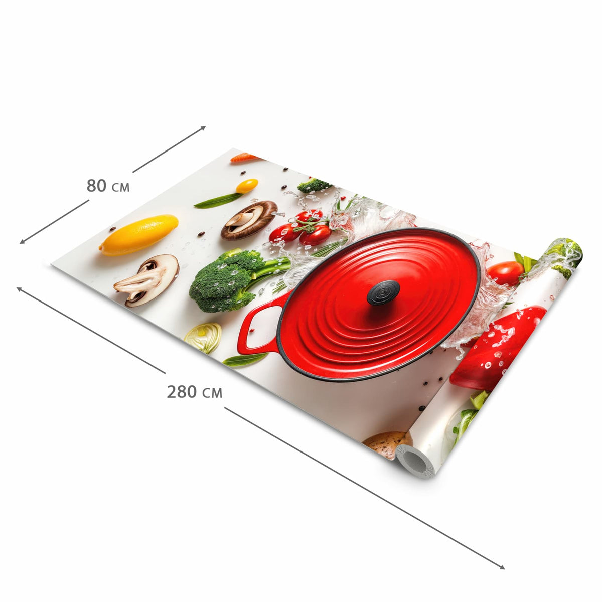 Pflegeleichter Läufer Eingangsbereich mit Motiv Kochvorbereitung in der Größe 80x250 cm