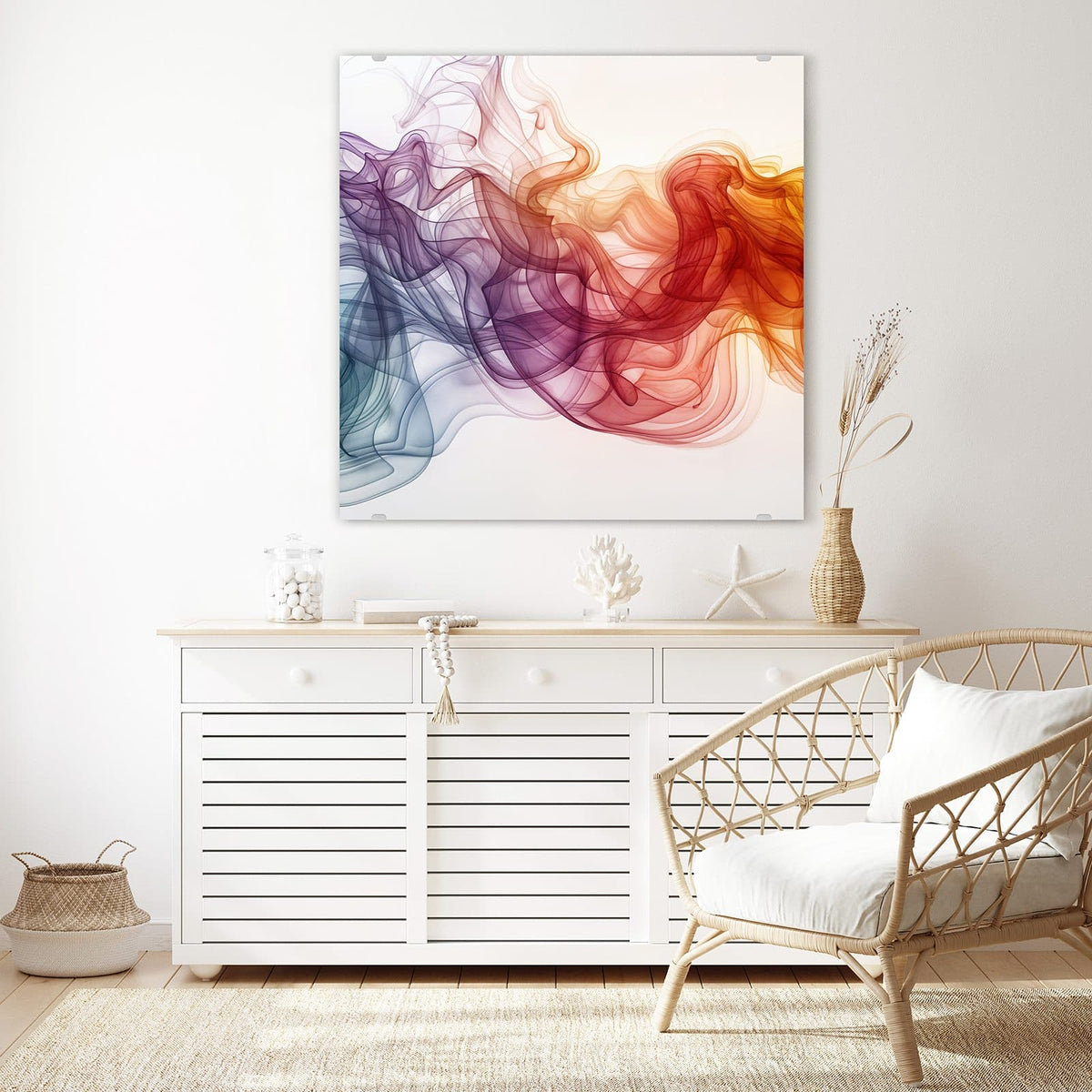 Echtglas, 4 mm – kein Acryl, keine Folie – Wandbild - Bunte Wirbel - Quadratisch