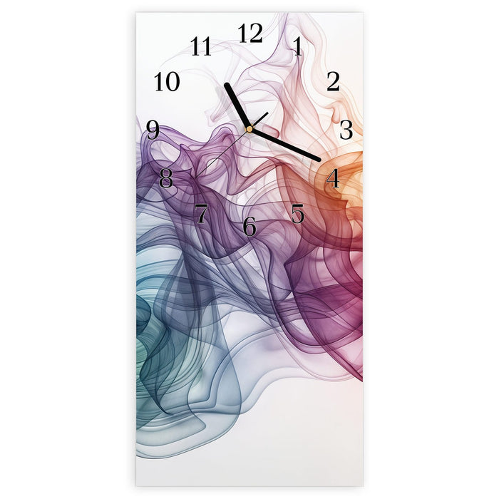 Wanduhr Bunte Wirbel aus Glas – Hochformat 30 × 60 cm mit Ziffernblatt Klassisch