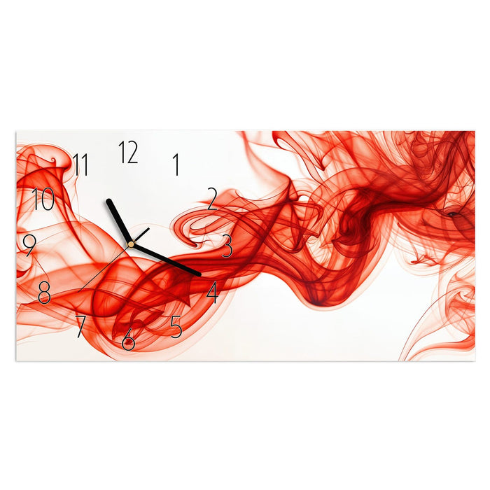Wanduhr Abstrakter Rauch aus Glas – Querformat 60 × 30 cm mit Ziffernblatt Elegant