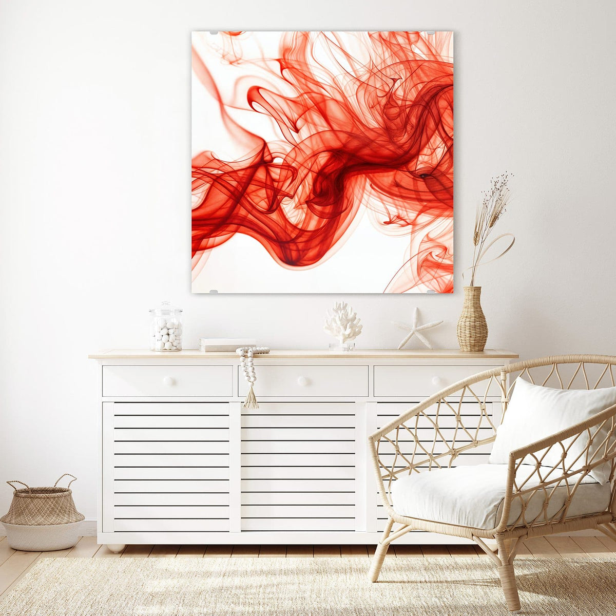 Echtglas, 4 mm – kein Acryl, keine Folie – Wandbild - Abstrakter Rauch - Quadratisch