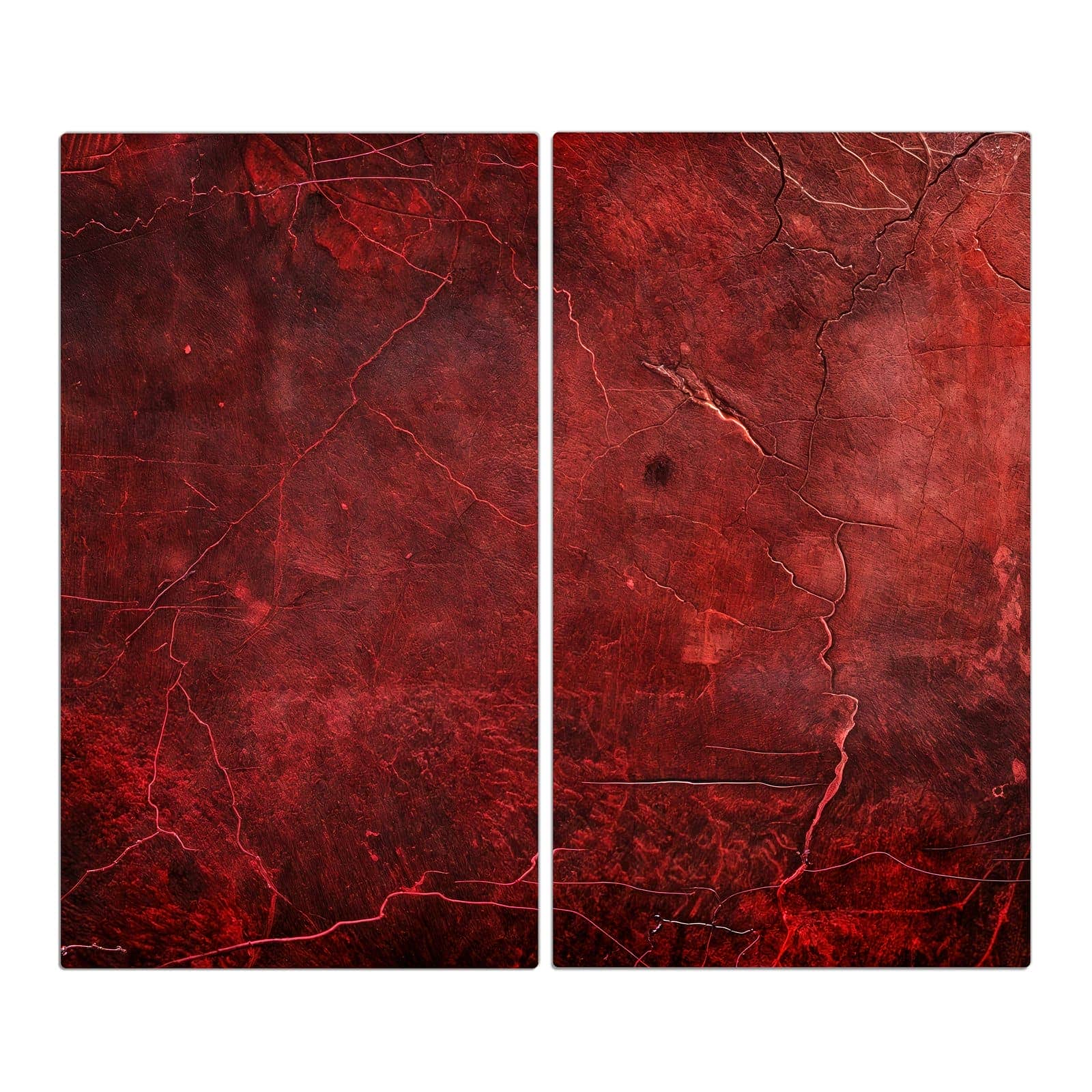 2-teilige Herdabdeckung aus Glas mit Rote Struktur-Motiv in der Frontansicht #grösse_2-Teilig (60x52cm)