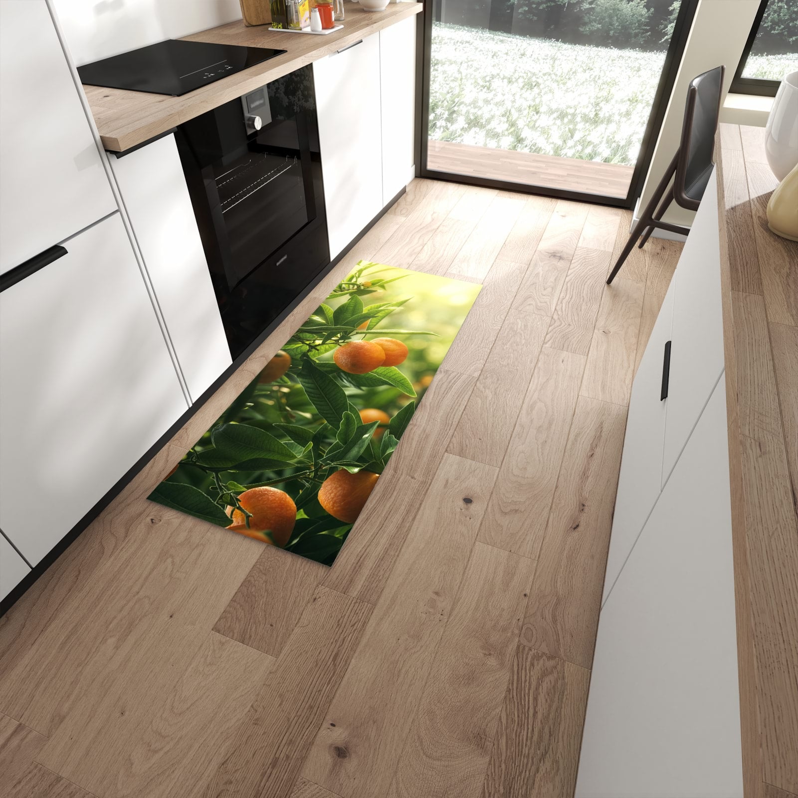 Küchenläufer mit Motiv Orangenbaum Closeup für angenehme Haptik in moderner Küche #grösse_60 x 150 cm