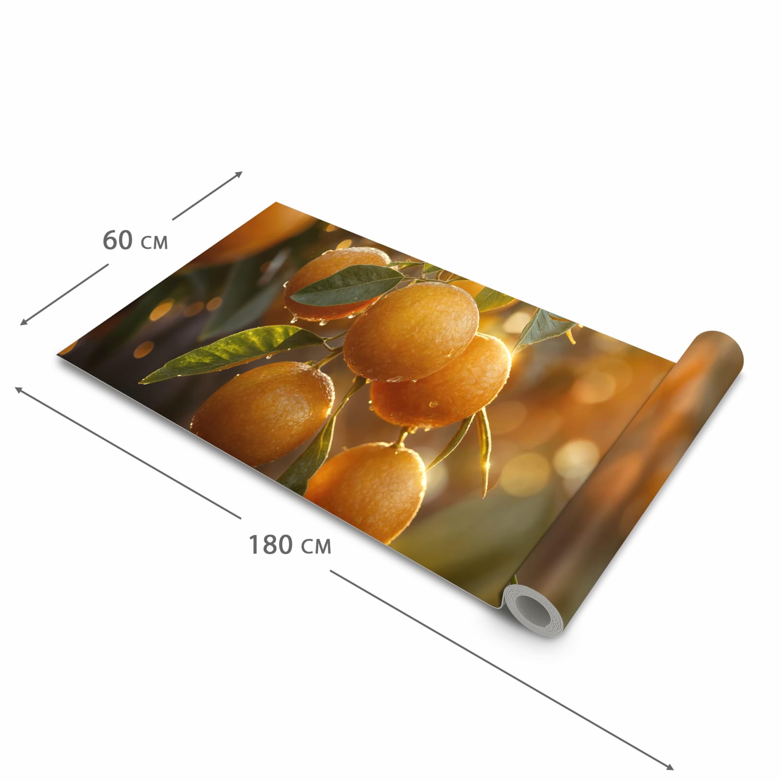 Geruchsneutraler Küchenläufer mit Motiv Sonnengeflutete Orangen in der Grösse 60x90 cm