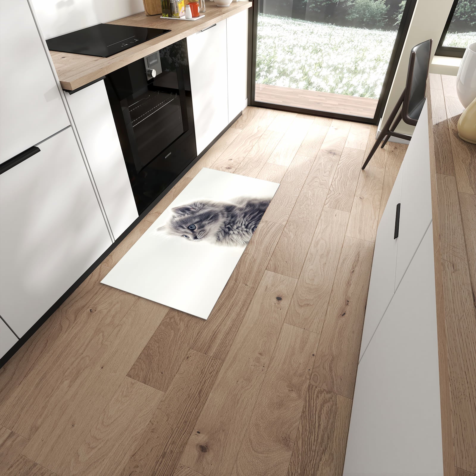 Hygienischer Küchenteppich mit Motiv Kitten Portrait in moderner Küche - leicht waschbar #grösse_60 x 120 cm