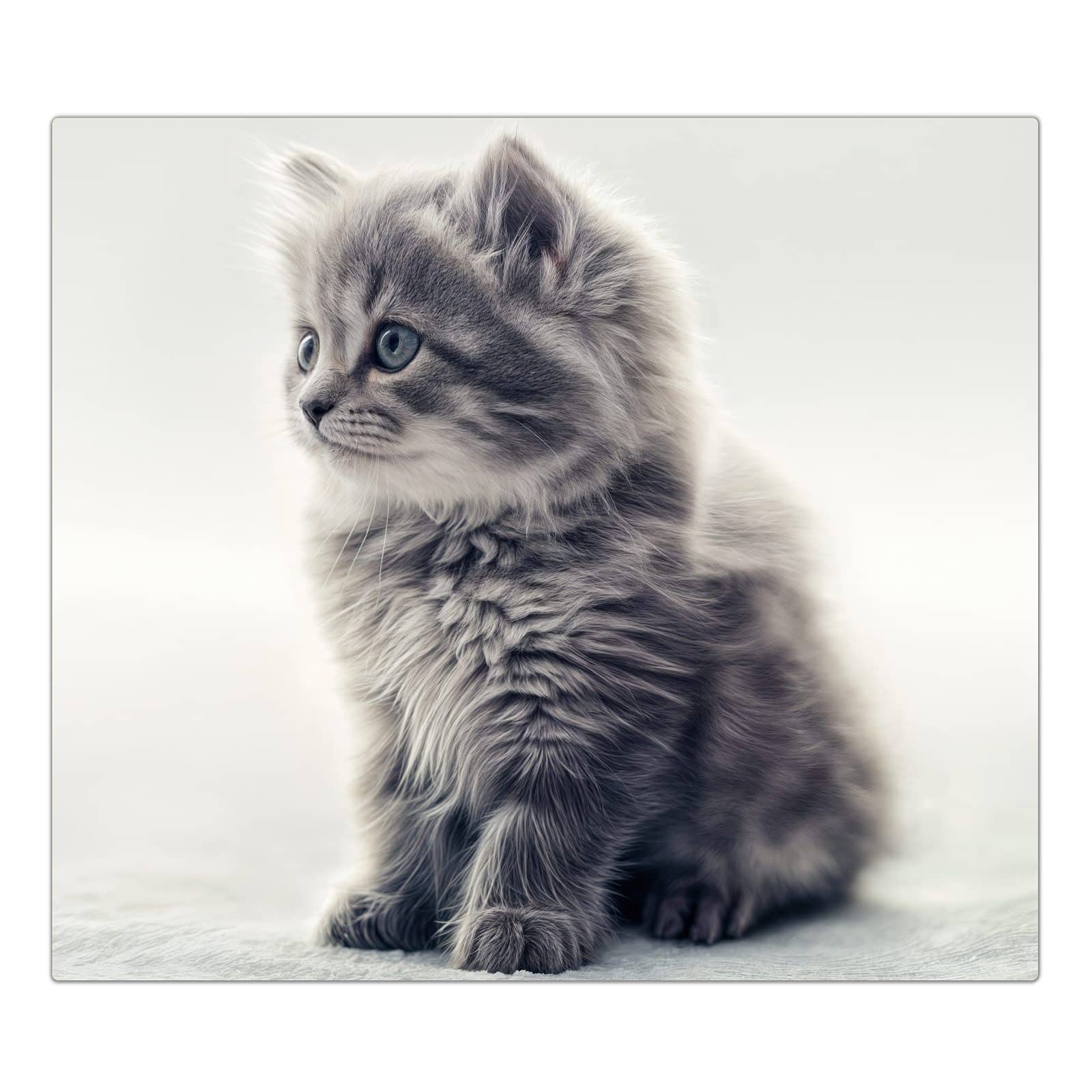 1-teilige Herdabdeckplatte mit Kitten Portrait-Motiv in der Frontansicht #grösse_1-Teilig (60x52cm)