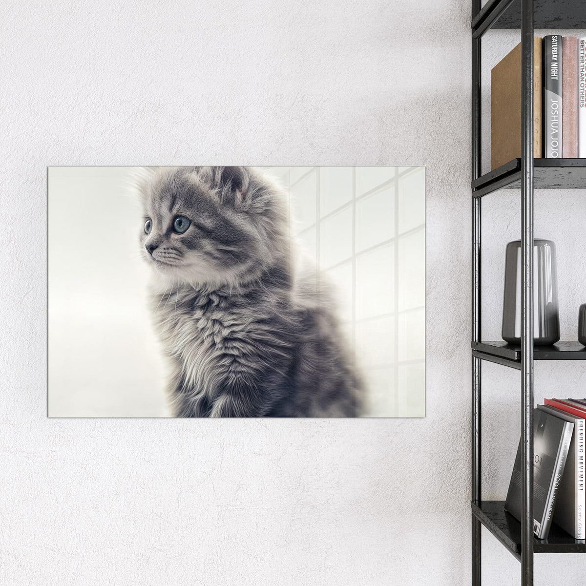 9 Größen – von 30 × 30 bis 120 × 90 cm – Magnettafel - Graues Kätzchen