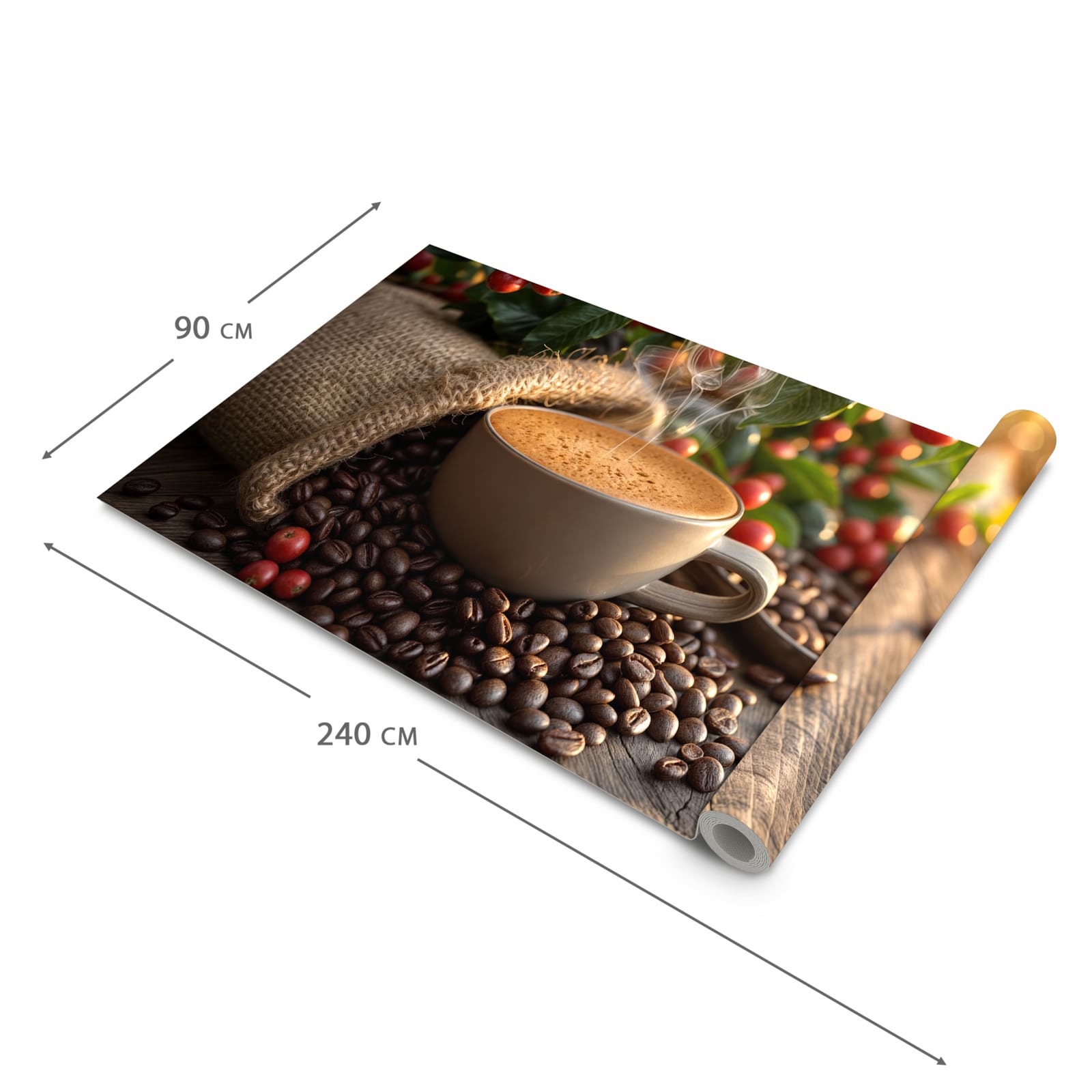 Rutschfester Küchenteppich mit Motiv Kaffeeerntemorgen in der Grösse 60x90 cm