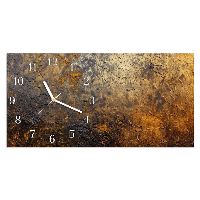 Wanduhr Golden Texture aus Glas – Querformat 60 × 30 cm mit Ziffernblatt Klassisch