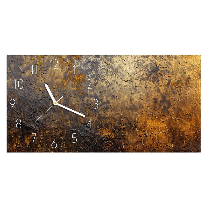 Wanduhr Golden Texture aus Glas – Querformat 60 × 30 cm mit Ziffernblatt Elegant
