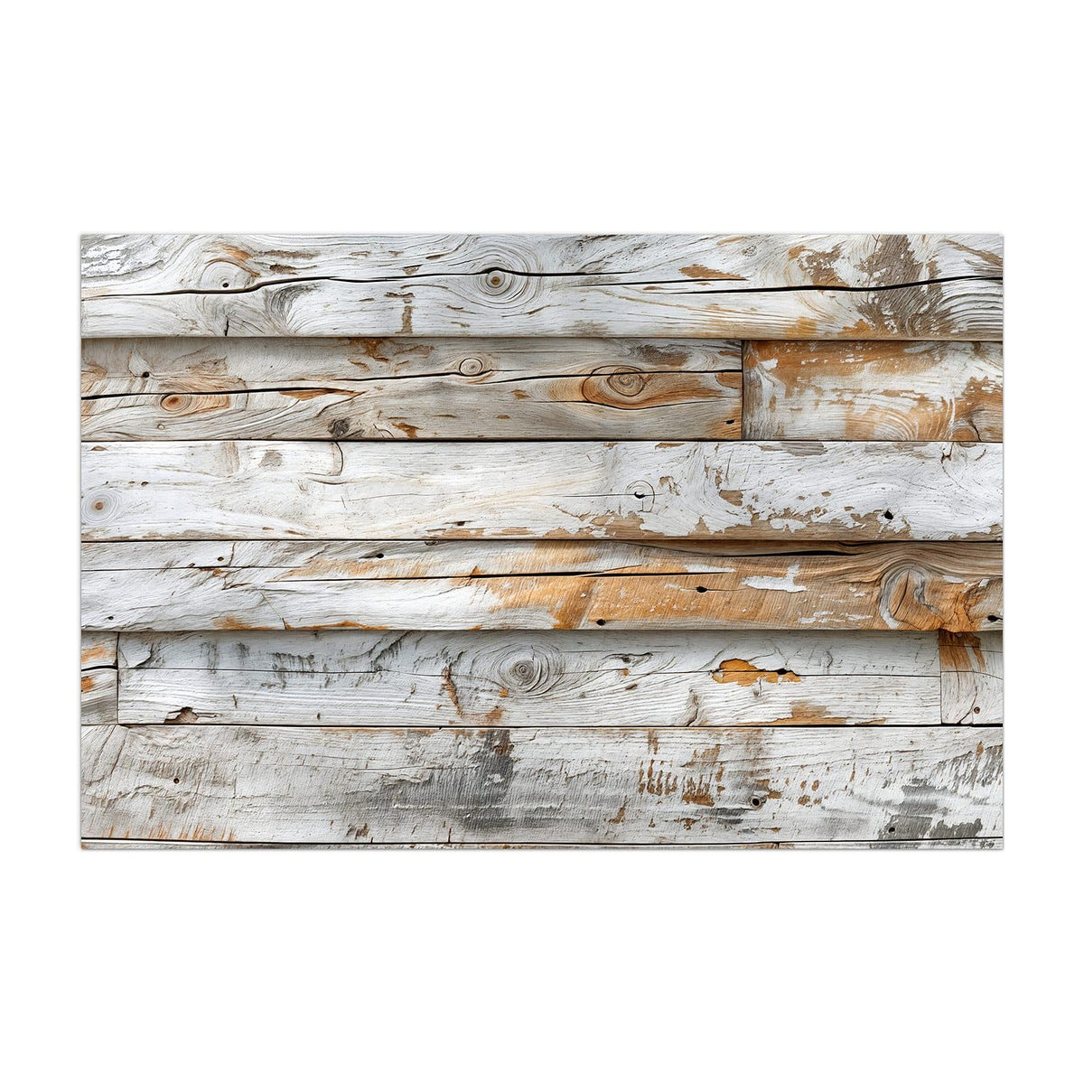 Küchenrückwand aus Glas Gekalktes Altholz im Hochformat, Motiv bildfüllend von vorn