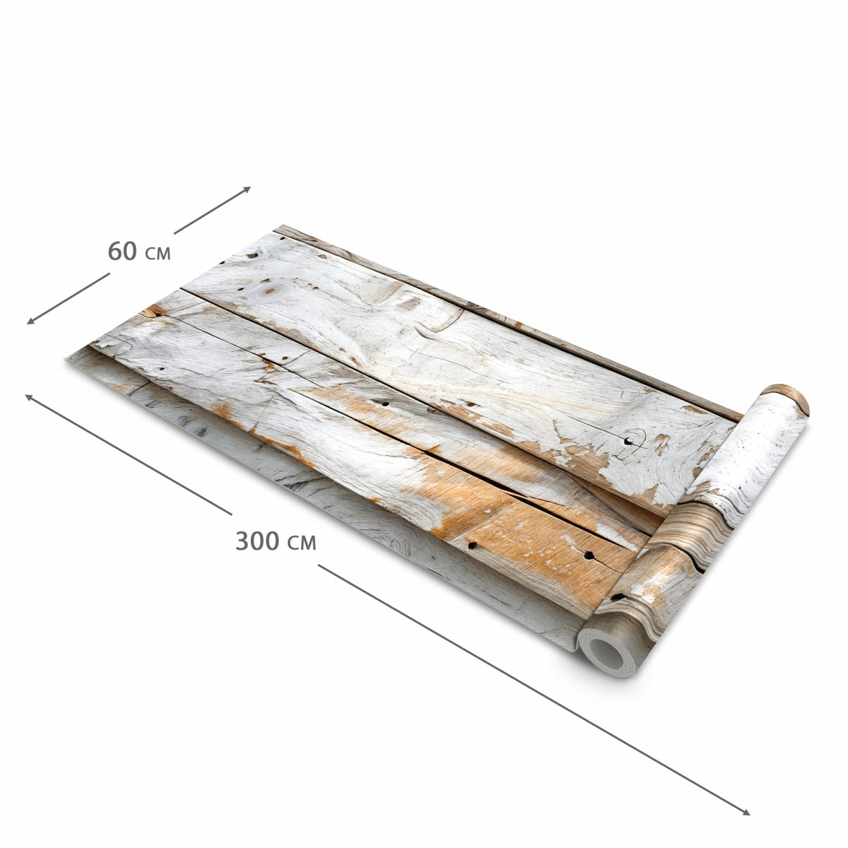 Abriebfester Küchenteppich mit Motiv Verwittertes Holz Brettpanel in der Grösse 60x270 cm für die Küche