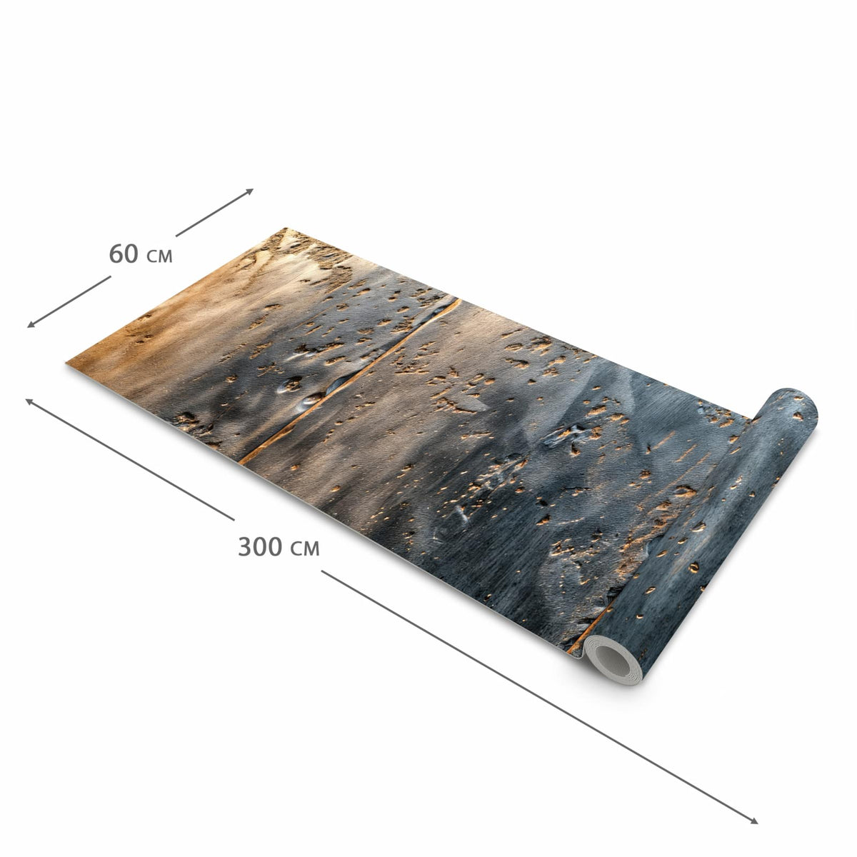 Strapazierfähiger moderner Küchenläufer mit Motiv Metalltextur in der Größe 60x270 cm