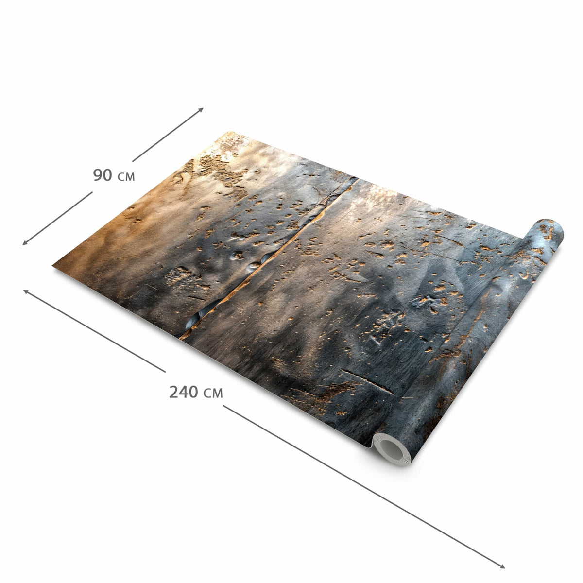 Bodenschonender Küchenteppich mit Motiv Metalltextur in der Grösse 60x270 cm