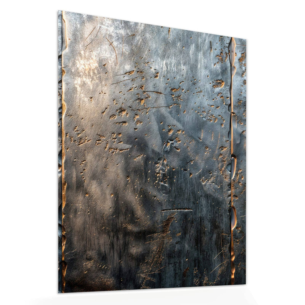 Echtglas, 4 mm – kein Acryl, keine Folie – Wandbild - Rostige Stahlplatten - Hochformat